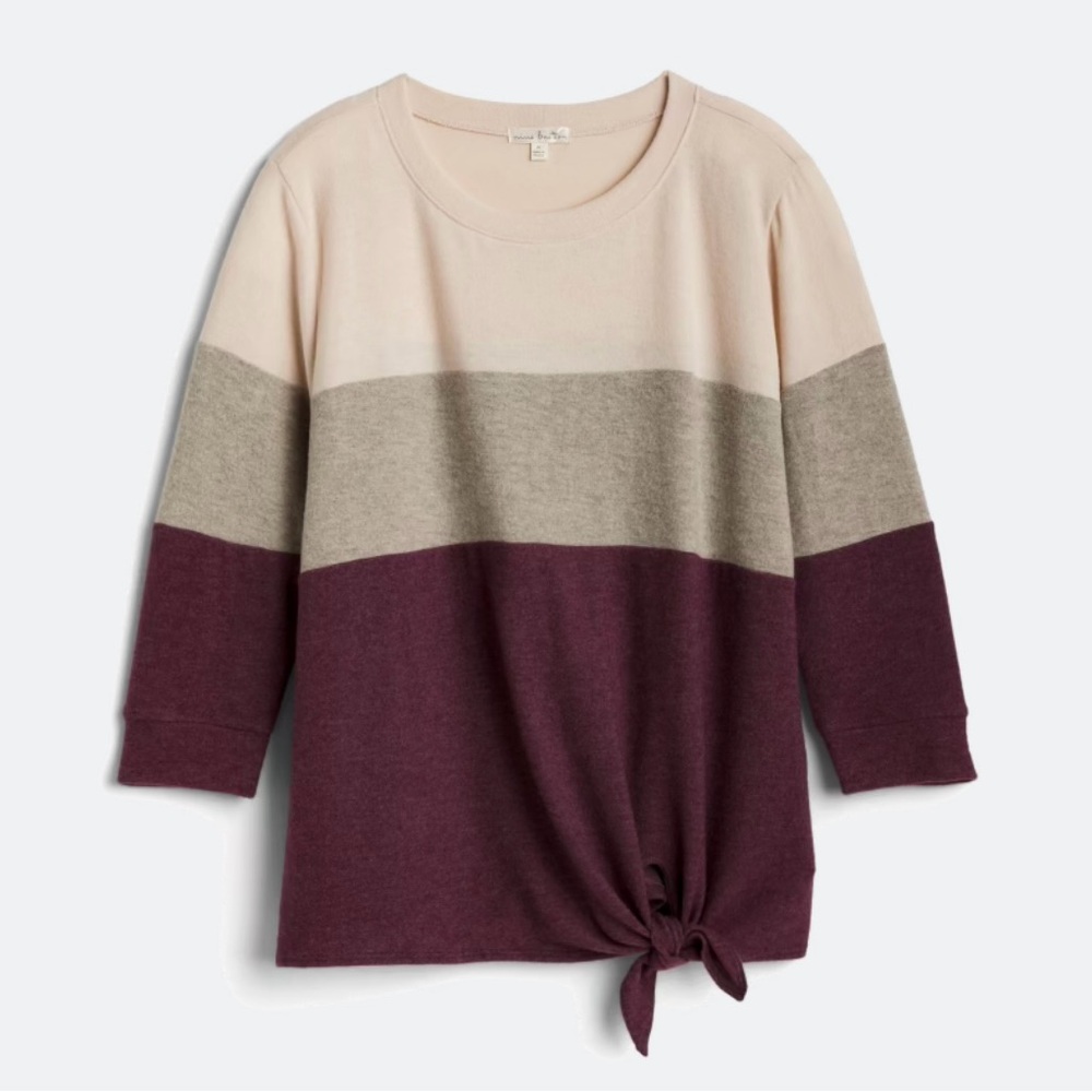 Nine Britton Colorblock Tie-Front Sweater
